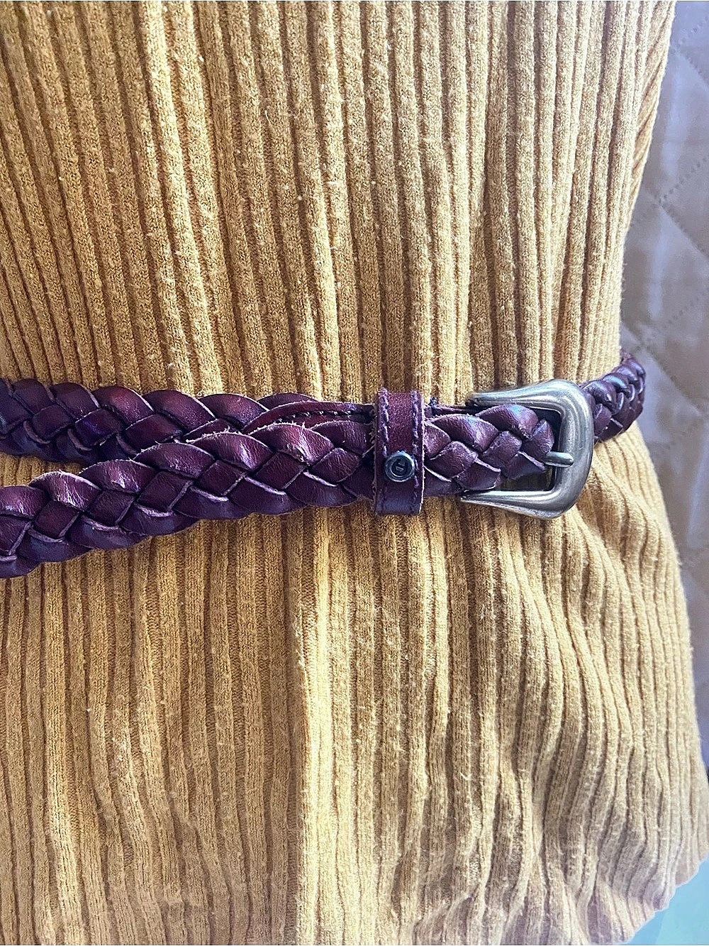 Vintage Etienne Aigner Braided Leather Belt in Brown Size Medium